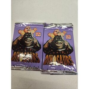 2 Pack Vintage 1992 Pro Set Dinosaurs Trading Cards Sealed Wax Packs Jim Henson
